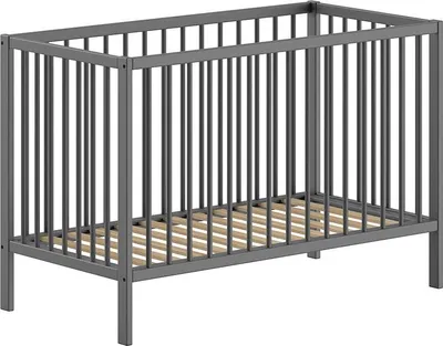 Produktbild von FURNLUX Baby Cot Dino Grau 60x120cm / Hauptfarbe: Grau / Abmessungen: 66 x 125 x 85 cm
