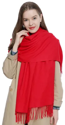 Produktbild von Damen Schal einfarbig weich 185 x 65 cm rot