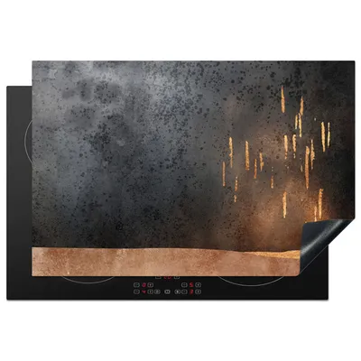 Produktbild von KitchenYeah© Herdabdeckplatte Abstrakt - Gold - Design , 78x52cm, Küche Deko, Glaskeramikkochfeld Herdabdeckung, Abdeckplatte fùr Kochfeld