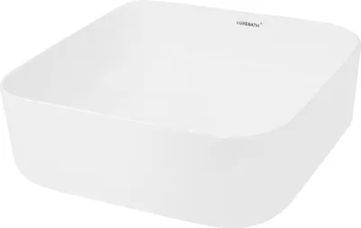 Produktbild von LuxeBath Waschbecken Aufsatzwaschbecken Eckig, 39x39x14 cm, Weiß, aus Keramik
