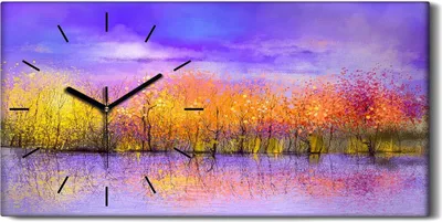 Produktbild von Leinwand Uhr Küche Wohnzimmer Bild Quarz 60x30 Abstrakte Kunst Bäume Himmel - schwarze Hände