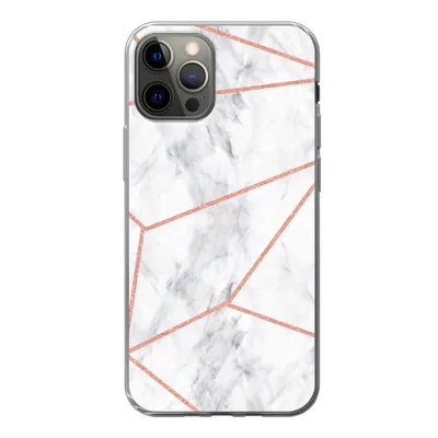 Produktbild von MuchoWow® Handyhülle Schutzhülle Hülle für iPhone 12 Pro Marmor - Roségold - Weiß Silikon Softcase Handy Hülle - Abdeckung
