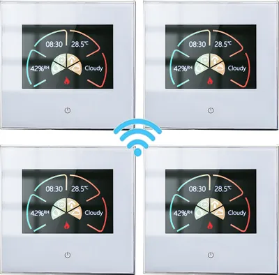 Obrázek produktu pro 4X WiFi digitální LCD termostat, týdenní programovatelný pokojový termostat pro 5A ohřev vody, dotykové ovládání / mobilní aplikace / hlasové ovládání podlahového vytápění kompatibilní s Alexou / Google Home, bílý
