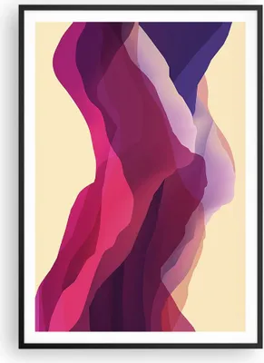 Produktbild von Gerahmtes Poster - Schwarzer Rahmen - Abstraktion Berge Rosa - 70x100 cm - Wand Bild - Wanddeko - Wandbilder - Wandposter - Bilderrahmen - Bilder - Kunstdruck - Wandbild - P2BPA70x100-4288
