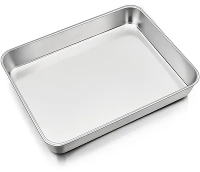 Imagen del producto de Solidchoice - Bandeja de acero inoxidable, recipiente profundo para hornear