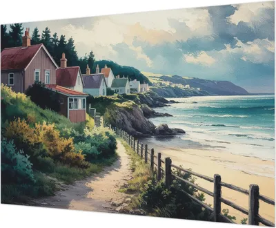 Produktbild von Wandtapete - Dekorative Tapete für Wohnzimmer - Tapetenfolie für Wanddekoration - 208x146 cm - Klippenhäuser