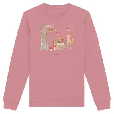 Produktbild von Mr. & Mrs. Panda Baumwoll Pullover Waldtiere Picknick Größe S - Canyon Pink - Geschenk, Wald, Eichhörnchen, Maus, Igel, Pulli, Sweatshirt, Fuchs, Lustige Sprüche, Bio