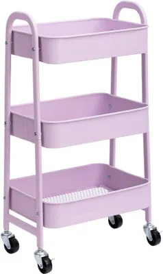 Obrázek produktu pro Uniqoos® Kovový úložný vozík, 3 patra, rozměry 40×30×70 cm, zesílená kovová konstrukce, 4 kolečka (2 s brzdou), nosnost 15 kg na polici – vhodný do kuchyně, koupelny nebo kanceláře