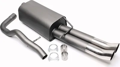 Produktbild von Sportauspuff 2x76mm DTM hoch rund scharf mit ABE für VW Bora Typ 1J inkl.Variant