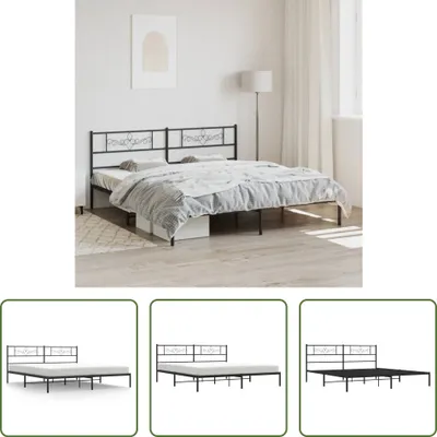 Produktbild von The Living Store Bettgestell mit Kopfteil Metall Schwarz 180x200 cm