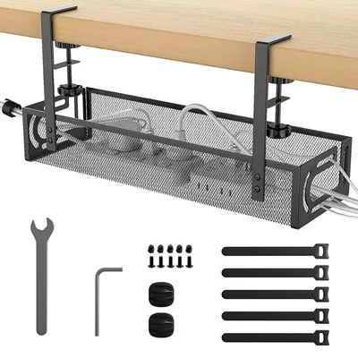 Kabelgoot unter dem Schreibtisch, Metall, ohne Bohren, 39 cm