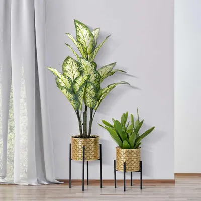 Produktbild von Timna - Vase, Gold, Set aus 2 Vasen, Herausnehmbare Pflanzgefäße