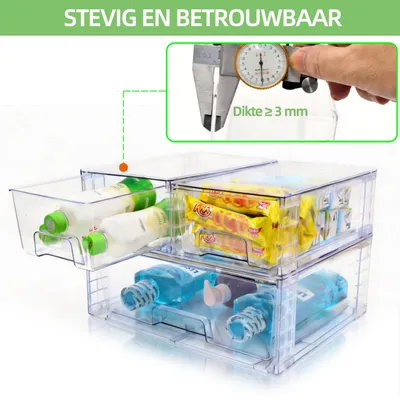 Produktbild von Aufbewahrungsboxen stapelbar, transparent, 3 Stück, Kunststoff, mit Griffen, breit, für Küche