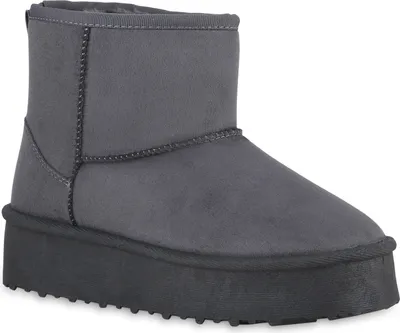 Produktbild von VAN HILL Damen Warm Gefüttert Winter Boots Stiefeletten Profil-Sohle Schuhe 840856, Farbe: Grau, Größe: 36
