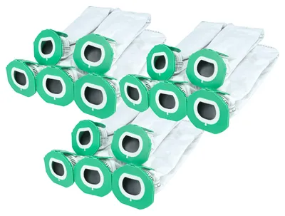 Produktbild von vhbw 15x Staubbeutel Ersatz für Vorwerk FP7, FP7s für Staubsauger - 25cm x 7,6cm Grün Weiß