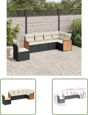 Produktbild von The Living Store 6-tlg. Garten-Sofagarnitur mit Kissen Schwarz Poly Rattan