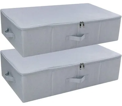 Produktbild von Unterbett-Aufbewahrungsboxen faltbar 2er-Pack hellgrau 70x40x18cm