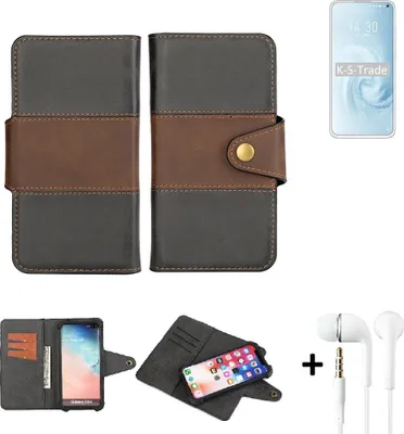 Produktbild von K-S-Trade Handyhülle Schutzhülle Bookstyle Wallet-Case kompatibel mit Meizu 17 Pro + earphones Bumper rundumschutz schwarz-braun 1x