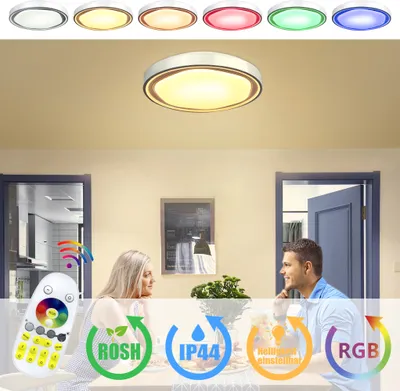 Obrázok produktu pre LZQ 60W LED stropné svetlo stmievateľné, RGB stropné svetlo so zmenou farby s diaľkovým ovládaním, stropné svetlo biele kúpeľňové svietidlo do detskej izby, spálne, obývačky