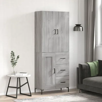 Immagine prodotto di vidaXL Credenza Grigio Sonoma 69,5x34x180 cm Materiale a base di legno