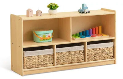 Spielzeugregal für Kinder, 113x60x30 cm, Kunststoff, Erdbeer-Design