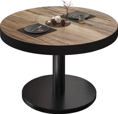 Produktbild von BN | Bistro Loungetisch | Ø:H 80 x 36 cm | Schwarzer Rand | Sheesham / Schwarz | Bistrotisch Loungetisch