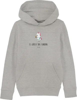 Produktbild von Mr. & Mrs. Panda Kinderpullover Einhorn Muffin 7-8 Jahre (122/128) - Heather Grey - Geschenk, Pullover, Kapuzenpulli, Kekse, Kinderbekleidung, Sweater, Geburtstag, Hoodie