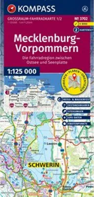 Obrázok produktu pre KOMPASS Veľké Meklenbursko-Predpomoransko Cyklistická mapa 3702 Meklenbursko-Predpomoransko 1:125 000