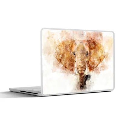 Produktbild von MuchoWow® Laptop Aufkleber Sticker Cover Elefant - Aquarellfarbe - Orange 30x22 cm - Laptop-Sticker