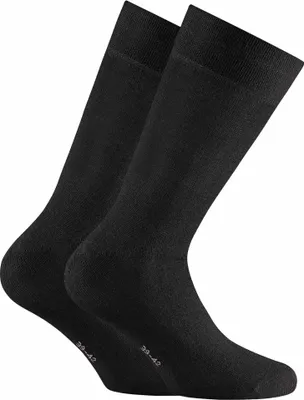 Produktbild von Rohner Basic Uni Socken, 2er Pack - Bambus, Kurzsocken Schwarz 47-50