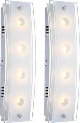 Produktbild von 2er Set LED Wandleuchte, 4 Flammig, Glas satiniert , L 33 cm