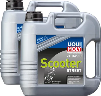 Image de Huile moteur Liqui Moly 2T, pour motos, scooters et véhicules de tourisme, minérale, 2 x 4 litres, référence 1237