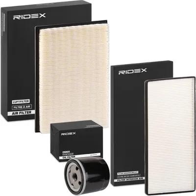 Produktbild von RIDEX Filterset Inspektionspaket Filtersatz für FORD Fiesta Mk4 Schrägheck (JAS, JBS) Puma Schrägheck Fiesta Mk4 (J3S, J5S) Fiesta Mk4 Kastenwagen