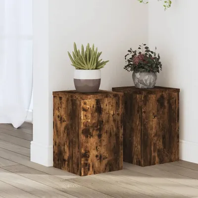 Produktbild von Eleganter Pflanzenständer 2 Stk. Räuchereiche 20x20x30 cm Holzwerkstoff GermanyMöbel 19586 - Pflanztische