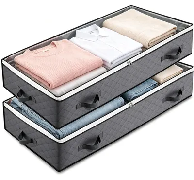 2er-Set Aufbewahrungsboxen unter Bett, 90 L, 100×50×15 cm, faltbar