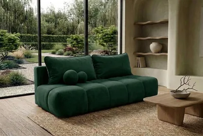 Image de Canapé Kaiser Möbel avec fonction convertible et coffre de rangement, revêtement en velours Bluvel, vert, modèle COCO