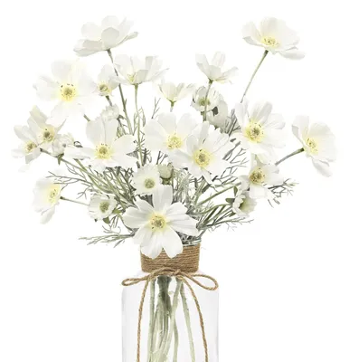 Produktbild von Künstliche Kosmeen Chrysanthemen - 4 Stück Kunstblumen-Strauß - Dekoration für Zuhause und Veranstaltungen - Stoffblumen mehrfarbig