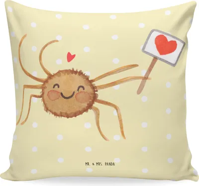 Produktbild von Mr. & Mrs. Panda Kissen 40x40 Spinne Agathe Motivation - Gelb Pastell - Geschenk, Dekokissen, Dankeschön, Deko, Liebe, Kleines, Glück, kuschelkissen, Sofa, Vertrauen