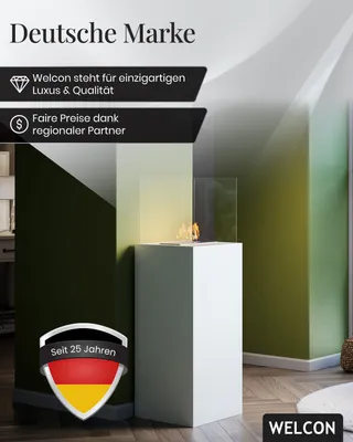Produktbild von Bioethanol Kamin & Fireplace Helsinki | Ethanol Standkamin in weiß für indoor und outdoor | Sicherheitsbrenner