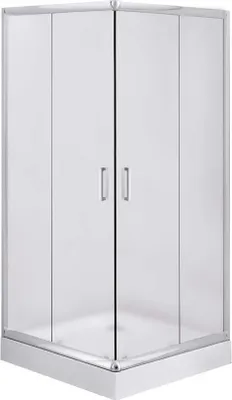 Produktbild von BADLAND SET Duschwanne Oskar + Duschkabine Quadratisch Funkia 80x80 185cm Gehärtetes Gefrorenes Glas | Ablaufgarnitur und Füße Gratis
