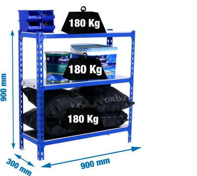 Image de Rayonnage métallique SIMONCLICK 3/300 900 BLEU/GALVANISÉ