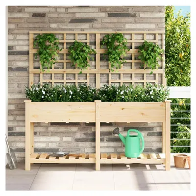 Produktbild von Hochbeet mit Rankgitter aus Kiefernholz 161x46x152,5 cm für Balkon, Terrasse und Garten