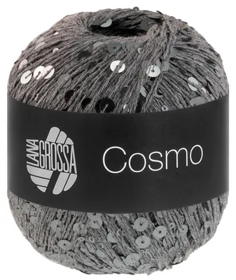 Produktbild von Lana Grossa COSMO 100 g Beilaufgarn aus Baumwolle mit großen und kleinen Pailletten 260 m Farbe 003 - Grau