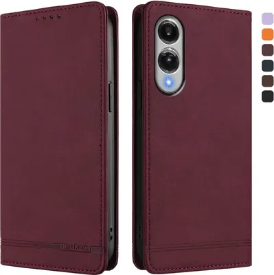 Image de Etui pour Samsung Galaxy S25 Edge, étui rétro en cuirPolyuréthaneavec support et fentes pour cartes de crédit Rouge