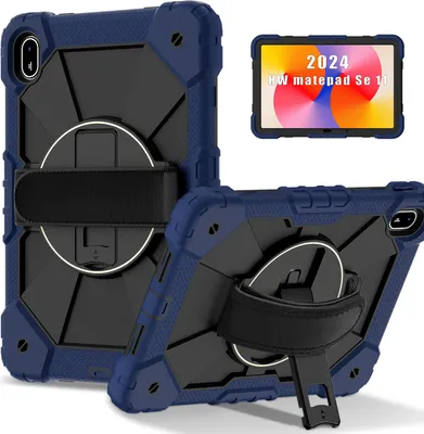 Obrázek produktu pro Pouzdro pro Huawei MatePad SE 11 2024, pouzdro na tablet s 360° otočným popruhem na ruku a stojánkem Navy černé