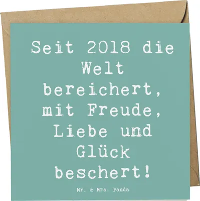 Produktbild von Mr. & Mrs. Panda Grußkarte Spruch 2018 Geburtstag - Meeresbrise - Geschenk, Jubiläum, anlasskarte, Klappkarte, faltkarte, Geburtstagsgeschenk, Glückwunschkarte, Glück
