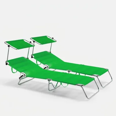 Produktbild von 2er Set Strandliegen Liegestühle Sonnenliegen Klappbar aus Aluminium Cancun - Grün