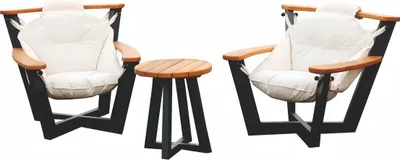 Zdjęcie produktu dla Czarno-brązowy zestaw foteli Meble ogrodowe Tapicerka Meble do siedzenia 3szt Outdoor