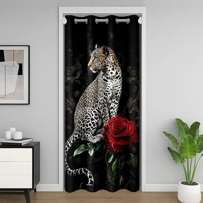 Produktbild von Türvorhang Gepard Druck 132x203cm Schwarz Braun Kinderzimmer Raumteiler