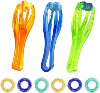Produktbild von 6 Stück Finger Massage Ring und 3 Stück Handmassageroller für Fördern Hand Joint Blutzirkulation Stoffwechsel Anti Ermüdung Stress Pflege, Massage Set, Akupressur und Meridian Massage